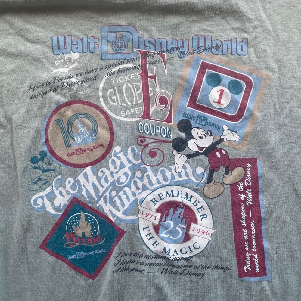 Vintage 1996 Walt Disney World 25th Anniversary T-Shirt Mickey Inc USA XL Green